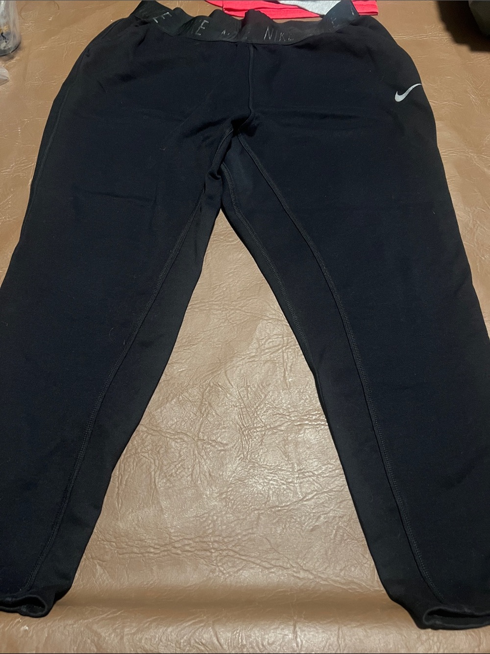 Nike womens Black straight leg Sweatpants with Reflective Swoosh